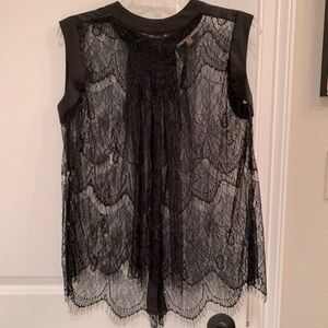 Gibson Latimer Black Eyelash Lace Tank Top Size Small